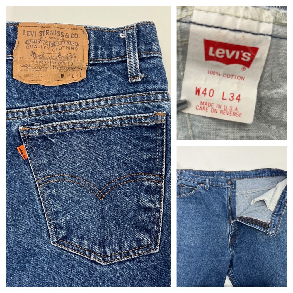 Vintage 80s 1989 Levi's 517 Orange Tab Jeans Made In USA Bootcut 40x34 (38x33.5)